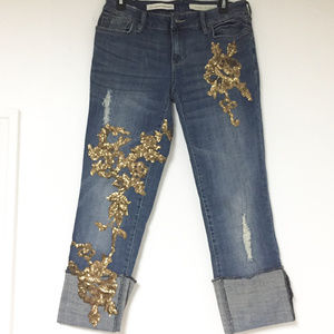 Anthropologie Pilcro Hyphen Crop Sequin Jeans